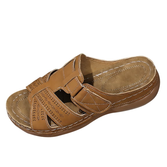 Xfvqtps Wedge Sandals for Women Adjustable Crisscross Strap Comfortable Slide Arch Support Walking Shoes Summer Breathable Outdoor Slides