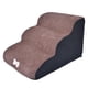 thumbnail image 5 of Rampa para perros de 3 escalones, lavable a máquina, con cubierta, pendiente suave, para perros mayores, gatos, resistente a arañazos, antideslizante, Café, 5 of 8