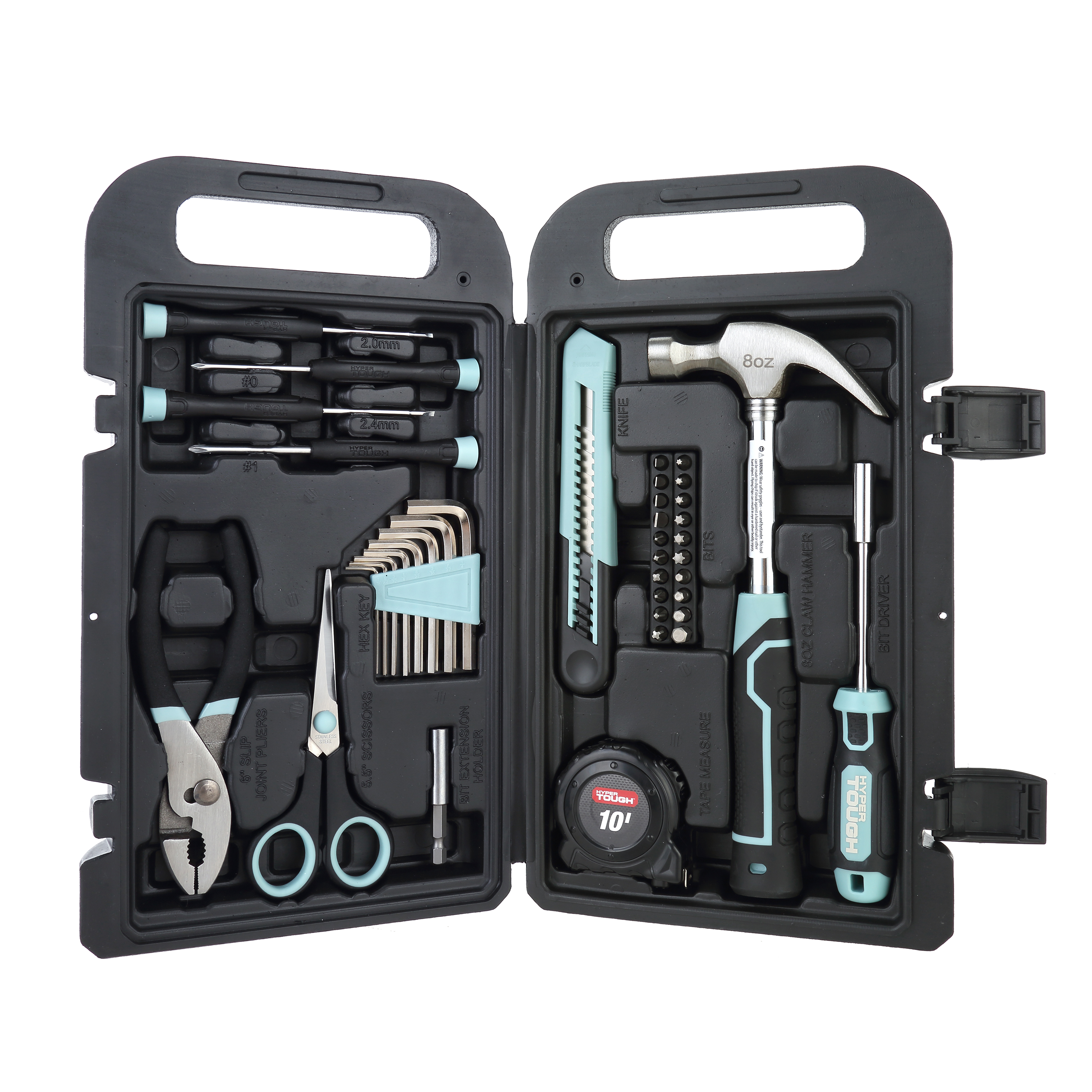 Kit de herramientas para hogar Hyper Tough de 40 piezas color espuma de mar para reparaciones básicas y proyectos de bricolaje 4