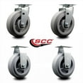 thumbnail image 2 of 6 Inch Thermoplastic Rubber Caster Set with Roller Bearings 2 Swivel 2 Rigid, 2 of 2