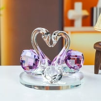 Crystal Swan A Pair Valentines Day Sweet Gifts Sparkle Figurine Collection Paperweight Table Centerpiece Ornament,Purple
