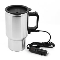 OWSOO Car Electric Kettle Stainless Steel In-car Kettle Travel Thermoses Heating Water Bottle Heating Cup with Indicator Powered by Lighter Base for Water Tea Coffee Milk Car Kettle