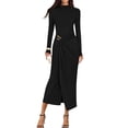 thumbnail image 1 of Vestido ajustado de manga larga de otoño ZESICA 2025 para mujer negro, 1 of 8