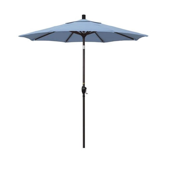 California Umbrella GSPT758117-5410 Parasol de Patio Pacific Trail Bronze, Bleu Air - 7.5 Pieds x 8 Nervures