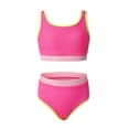 thumbnail image 5 of Ahabrexf Swim Suits for Girls, Textured Fabric Contrast Trim Two Piece Tankini Bathing Suit Set, 1 Set, 5 of 6