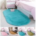 thumbnail image 2 of Eguiwyn Ultra Soft Oval Memory Foam Bath Mat, Teal Shag Bedroom Rug, Non-Slip Absorbent Floor Carpet for Shower and Bedside, Fuzzy Indoor Home Decor Mat, Blue, 2 of 2
