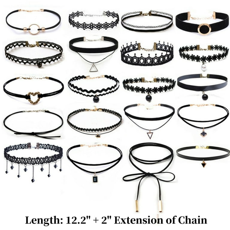 Kabuer Choker Necklace Set for Women, Velvet Black, Lace, Gothic