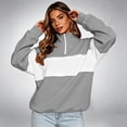 thumbnail image 5 of Quarter Zip Sweatshirt Women Stand Collar Color Block Fleece Pullover Lightweight Casual Loose Long Sleeve Fall Sweatshirt No Hood Gray L, 5 of 8