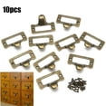 thumbnail image 1 of Antique Brass 10 PCS Label Pulls Antique Style Cabinet Cupboard Drawer Durable Label Name Card Holder Tag File, 1 of 8