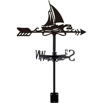 Weathervane for DIY Roof Mount Vintage Sailboat Garden Stake Weathervanes Metal Wind Direction Indicator Wind Vane Signs for DIY Farmhouse Yard Outdoor Farm Barn Sheds Garden Patio Black