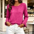 thumbnail image 2 of jjayotai Womens Long Sleeve Shitrs Fall Tshirts Ruffle Flowy Crew Neck Dressy Casual Blouses 2026 Trendy Cute Work Outfits, 2 of 6