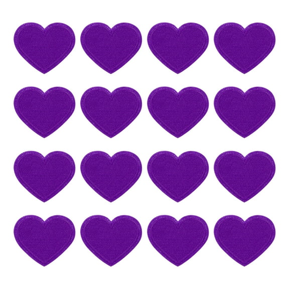 Uxcell 16Pack Iron on Heart Patches Sew on Heart Embroidered Patches, 40mm Purple