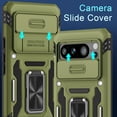 thumbnail image 5 of KOMI Case for Google Pixel 8 Pro with Slide Camera Cover+Screen Protector (1 Pack), Rotated Ring Kickstand Military Grade Shockproof Heavy Duty Protective Cover Olive Green, 5 of 5