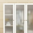 thumbnail image 6 of Wiawg 4 Door Wardrobe Armoire Closet with Frosted Glass Doors , Bedroom Armoire with Hanging Rods & 2 Drawers, Clothes Wardrobe,19.7”D x 63”W x 70.9”H, 6 of 9
