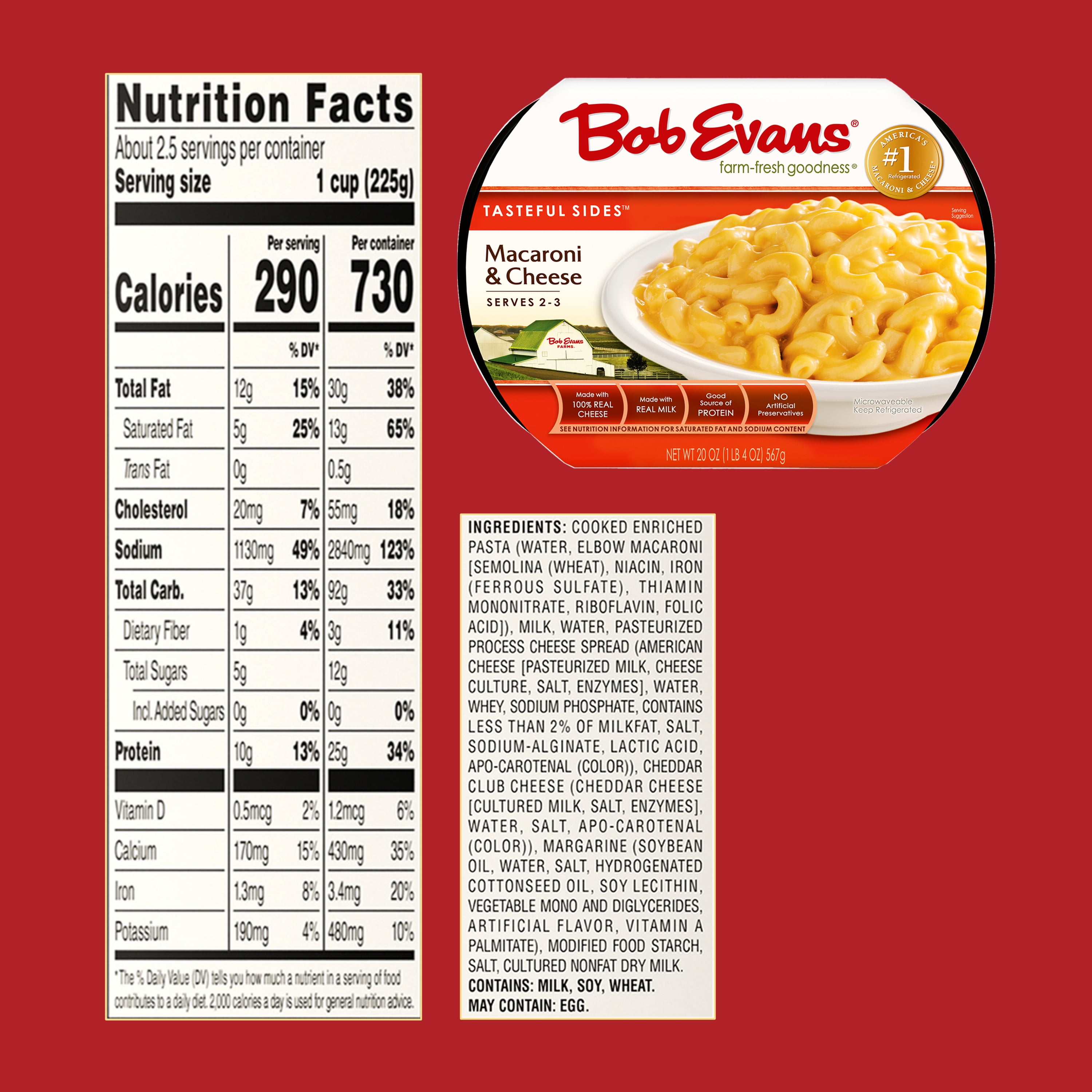 Bob Evans Macaroni & Cheese, 20 oz Tray
