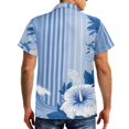 thumbnail image 4 of Garronmavis Blue Hibiscus Couple Outfits Mens Button Down Shirt Polyester Short Sleeve Shirt and Women's Tank Dress Tropical Flowers A-Line Travel Outfits Size 3XL, 4 of 7