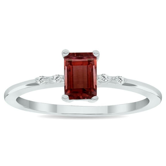 SZUL Women's Garnet and Diamond Sparkle Ring in 10K White Gold