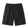 thumbnail image 2 of Domuza Men's Sport Shorts Elastic Waistband Drawstring Big and Tall Shorts Summer Casual Work Shorts with Drawstring Pockets Black M, 2 of 4