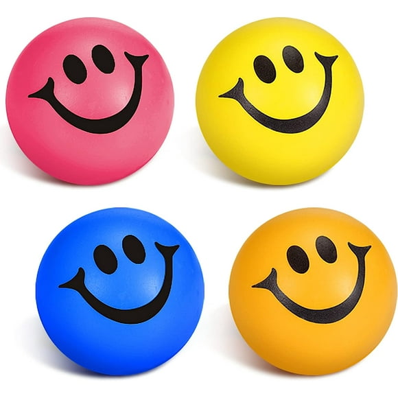 4 Boules de Stress Drôles de Visage de Smiley Mini Boules de Stress Smiley Face Boules de Stress Anxiété Boule de Soulagement du Stress Boules Heureuses pour le Remplissage de Prix
