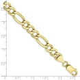 thumbnail image 2 of 10k Yellow Gold Polished Lightweight Lobster Claw Closure 7.3mm Semi-Solid Figaro Chain Bracelet 8 Inch Link Bracelet fo, 2 of 2