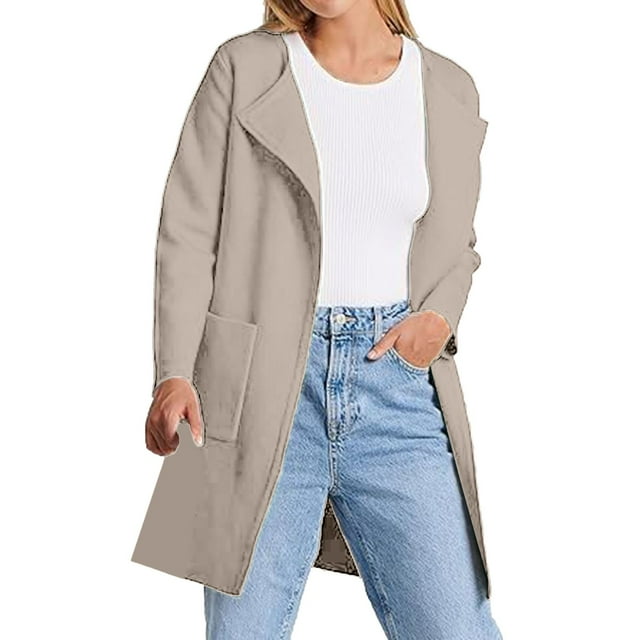 Womens Knit Cardigan Sweaters Oversized Open Front Long Sleeve Lapel Casual Jacket 2023 Fall Coat Dressy