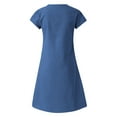 thumbnail image 5 of Kiplyki Summer Dress for Women 2024 Loose V-Neck Solid Short Sleeve And Linen Dress, 5 of 5