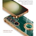 thumbnail image 4 of Compatible with Samsung Galaxy S23 Ultra 5g Case Ultra Slim Thin with Ring Stand Metal Electroplated Soft TPU Frame Shock-Absorption Bumper Hard Back Mobile Cover-Green, 4 of 7