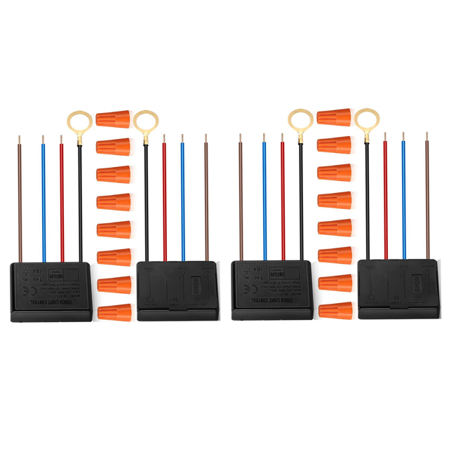 Paquete de 4 Interruptores de Lámpara TáCtil, Módulo de Control de Lámpara TáCtil para LED Regulable, Bombillas, Kit de Reemplazo de Interruptor de Lámpara con Tapas de Cableado