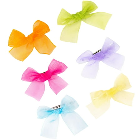 Claire's Sheer Hair Bows, Adorable Hair Clips for Women, Teens, and Girls, Versatile Hair Accessory for Daily Wear or Special Occasions, 3 inches / 7.62 cm, 6-Pack (Multicolor)