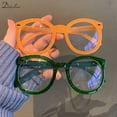 thumbnail image 2 of Retro Round Large Frame Plain Glasses Candy Color Bold Frame Glasses Men Women Fashion Blue Light Blocking Glasses Eyewear CHINA, 2 of 5