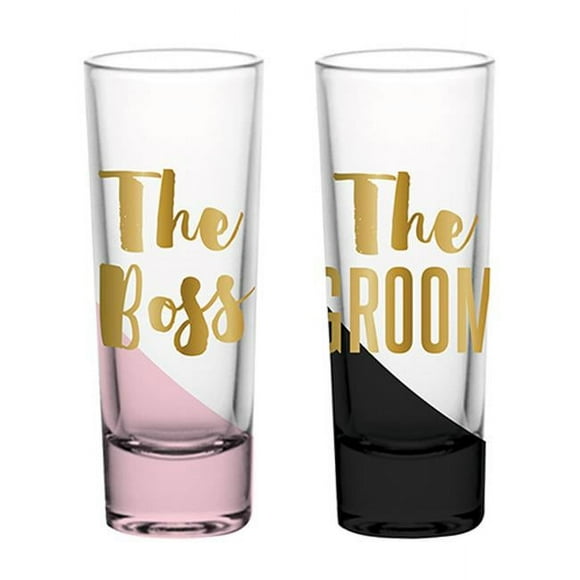 Christian Brands 10-04836-003 2 oz Shot Glass Set - The Boss & The Groom Pack of 6