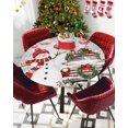 thumbnail image 5 of Round Fitted Tablecloths with Elastic Edge Winter Christmas Snowman Truck Waterproof Table Cover for Kitchen Dining Party Decor,45" - 54", 5 of 6