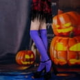 thumbnail image 3 of Bas d'Halloween pour Femmes Chaussettes Hauteur Genou Collants Gothiques en Résille avec Imprimé Lèvres Bas de Fête Confortables Extensibles à la Mode, 3 of 3
