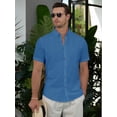 thumbnail image 4 of sogami Men's Breathable Cotton Linen Short Sleeve Button Down Summer Shirt, 4 of 8