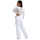 thumbnail image 3 of Gibobby pantalones siameses color liso Mono de mujer, mono Sexy a la , pantalones, cuello de profunda, encaje, de encaje para mujer(Blanco， S), 3 of 5