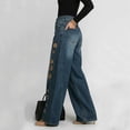 thumbnail image 6 of Zulora Women's Wide Leg Jeans with Metal Eyelets High Waisted Denim Long Pants Casual Loose Fit Fashion Trousers for Summer, 6 of 7