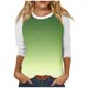 thumbnail image 1 of Camisas de Manga Corta para las Mujeres, 3/4 Manga Color Sólido Gradiente Impreso Cuello Redondo Casual Top Hecho de Tejido Súper Suave, Blusas de Manga Corta para las Mujeres, 1 of 5