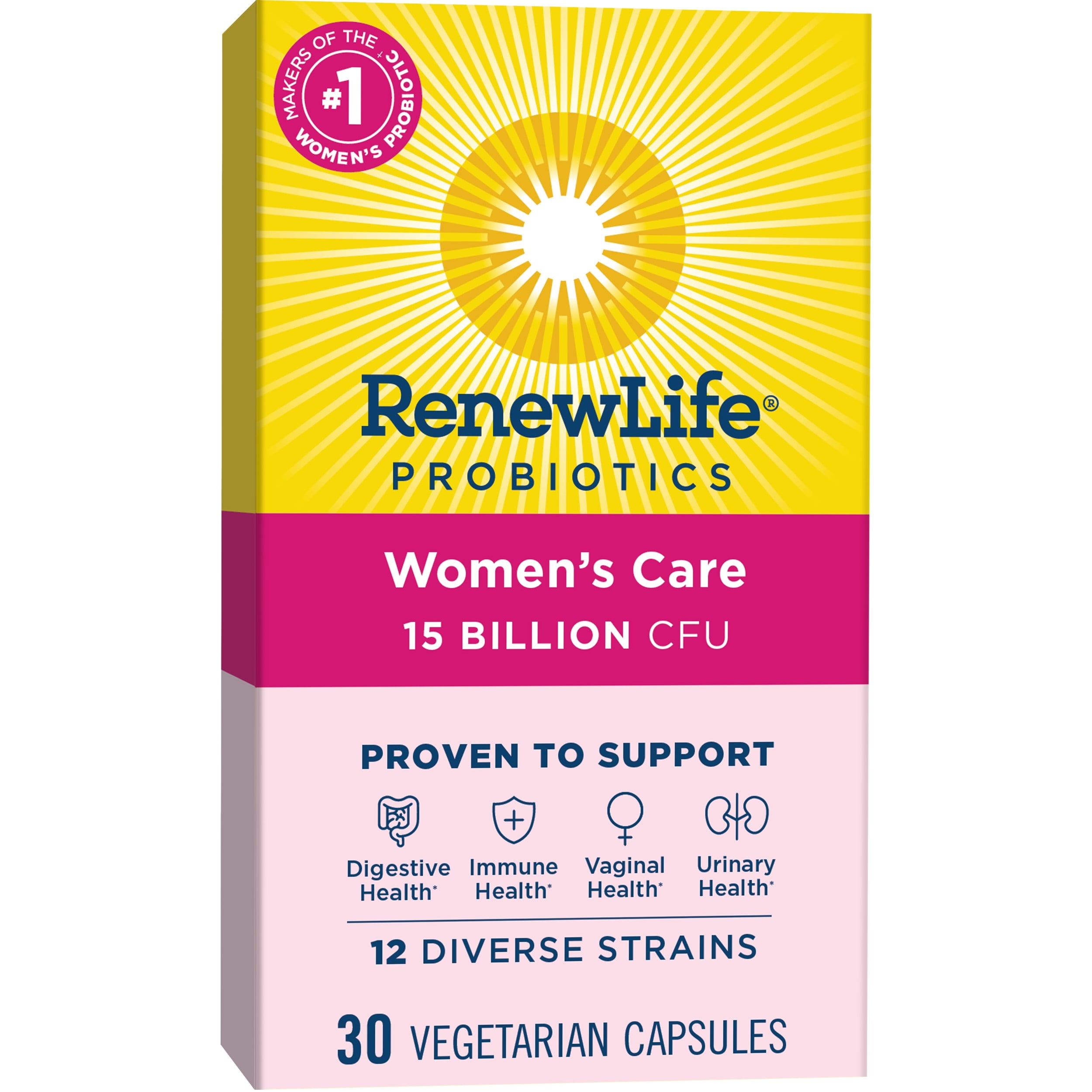 Renew Life Womens Care Probiotic, 15 Billion CFU Per Capsule, Convenient Go-Pack, 30 Capsules