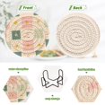 thumbnail image 4 of Yayeee 6 PCS Drink Coasters with Holder Set Woven Absorbent Round Tabletop Hot Pad, Beige Abstract, 4 of 7