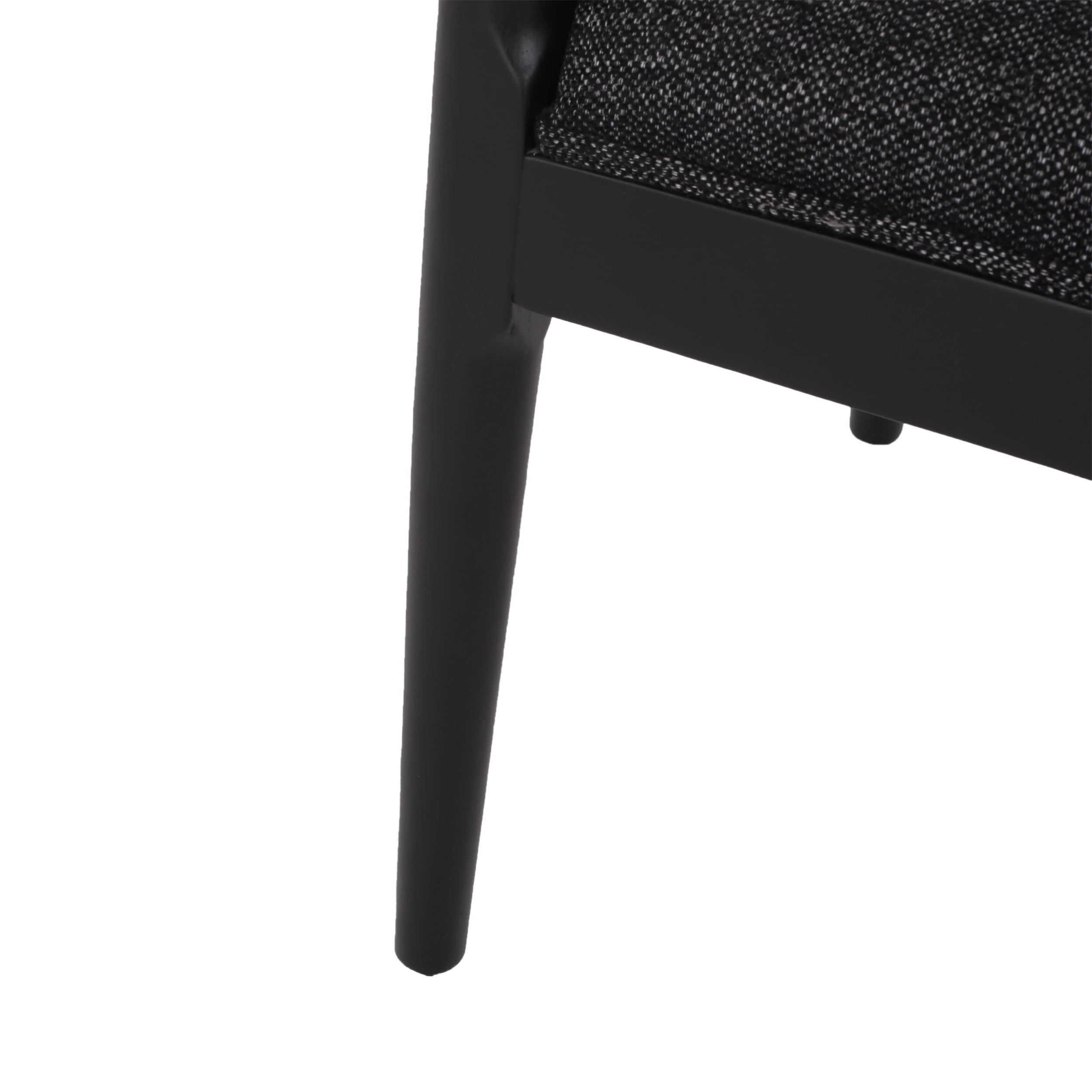 Noble House Cotterell Fabric and Wood Dining Chairs, Set of 2, Blacked Textured Tweed and Black