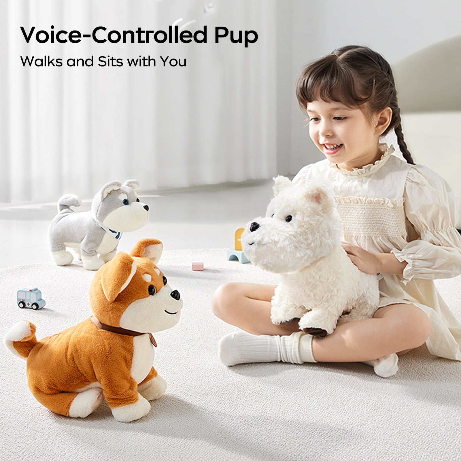 Bc Babycare Weighted Stuffed Animals, White Terrie Dog Plush Toys, Stuffed Animal Throw Plushie Pillow Doll, Soft Dog Plush Toys for Adults Kids