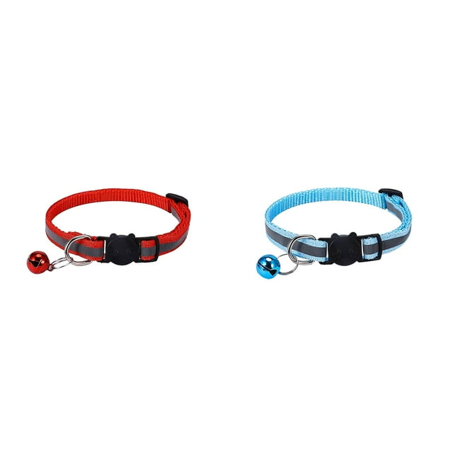 (2-Pack) Rinsvye 1Pcs Reflective Cat Collar Leather Dog Leashes for Small Dogs with Bell Removable Cat Dog Cat Tell Bell Collar for Your Love Cat Tie Cat Or Dog