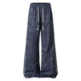 thumbnail image 4 of Kaemgyyd Big and Tall Men's Baggy Wide Leg Sweatpants Side Striped Pants with Drawstring Waist Trousers Streetwear Travel Clothes（Blue,4X-Large）, 4 of 7