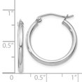 thumbnail image 2 of 925 Sterling Silver 2mm Round Hoop Earrings, 2 of 6