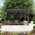 thumbnail image 3 of Studyset Outdoor Pergola, Heavy-Duty Aluminum Patio Pergolas and Gazebos Clearance with Retractable Canopy Sun Shade, UV-Resistant Metal Pergola for Existing Deck, Backyard Garden Porch, 3 of 7