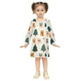 thumbnail image 2 of Girls' long-sleeved dress Cat and Christmas Tree Girls' A-line dress with ribbed cuffs Soft and comfortable, 2 of 6