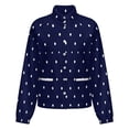 thumbnail image 5 of Jackets for Women Winter Coat Jackets Flannel Stand Collar Jacket(White Free Polka Dots on Navy Blue Background,Size:S-4XL), 5 of 7