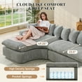 thumbnail image 4 of Timbernest 127" Modular Sectional Sofa, L Shaped Cloud Couch for Living Room, 4-Seat, No Assembly Required, Gray, 4 of 9