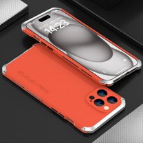 Dteck for iPhone 15 Pro Max Aluminum Bumper Case 3 in 1 Metal Frame PC Back Hybrid Shockproof Rugged Cover,Red   Silver