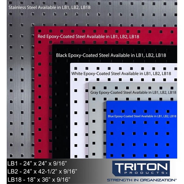 Triton Products (2) 24 In. W x 24 In. H Gray Epoxy Coated 18-Gauge Steel Square Hole Pegboards with 46 pc LocHook Assortment